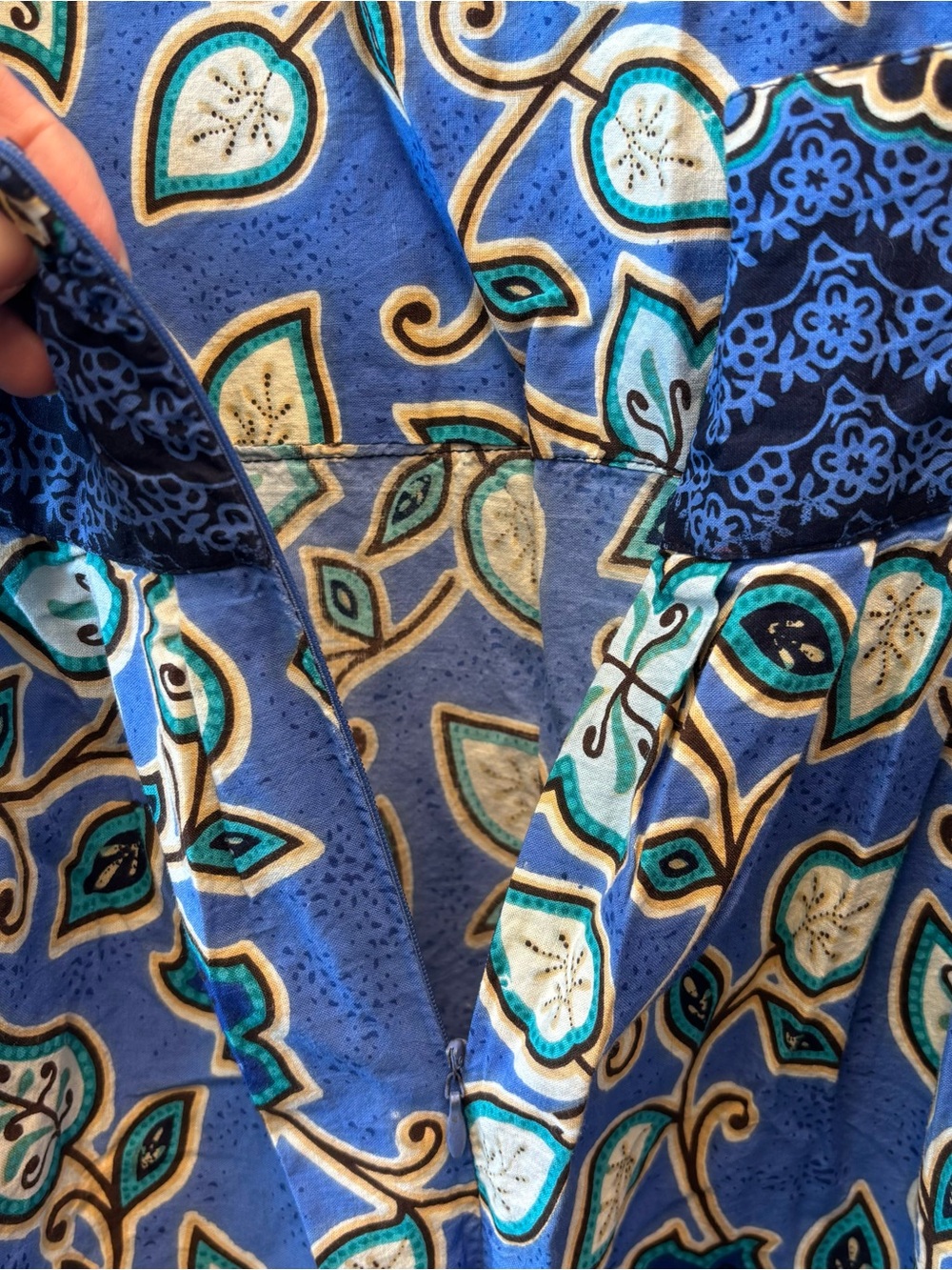 Comfort Choice 5X House Dress Kaftan half zip Blue Floral Cotton Pockets - Picture 6 of 10